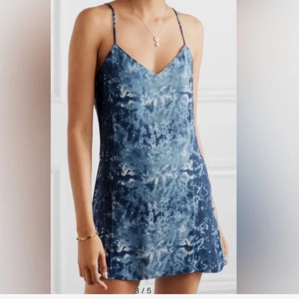 Reformation Blue Tie-Dye Spaghetti Strap Dress
